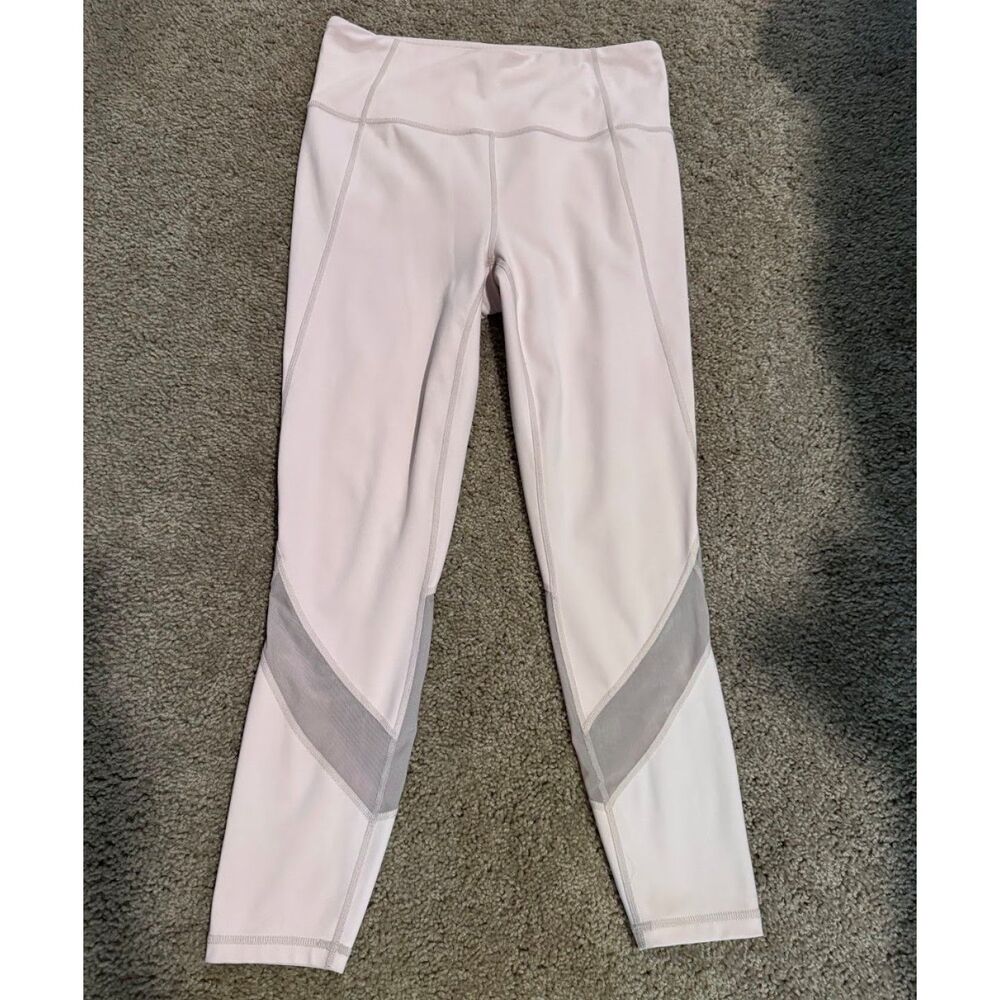 Athleta Eclipse Leggings Women M Pink Mesh Panel High Rise